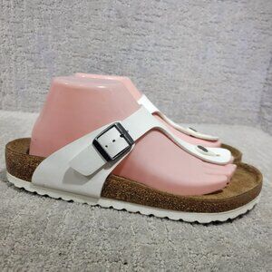 Birkenstock Gizeh Size 41 L10 M8 Regular White Birko-Flor Slip On Thong Sandals